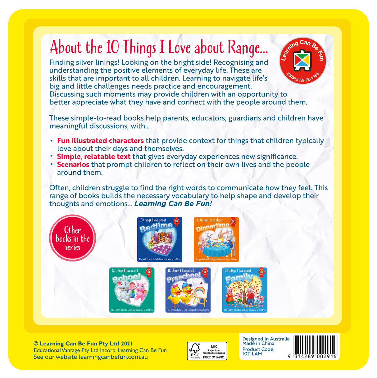 10 Things I Love About Me - Educational Vantage