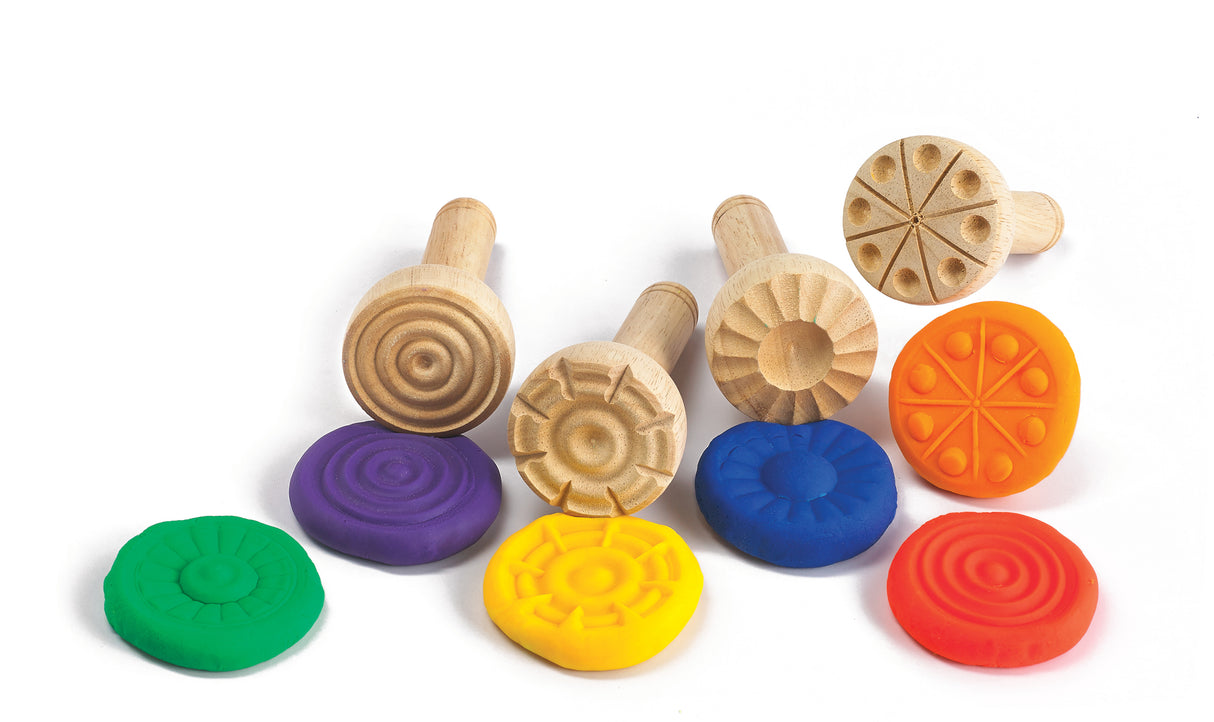 Wooden Dough Stampers Pack of 4 - Educational Vantage