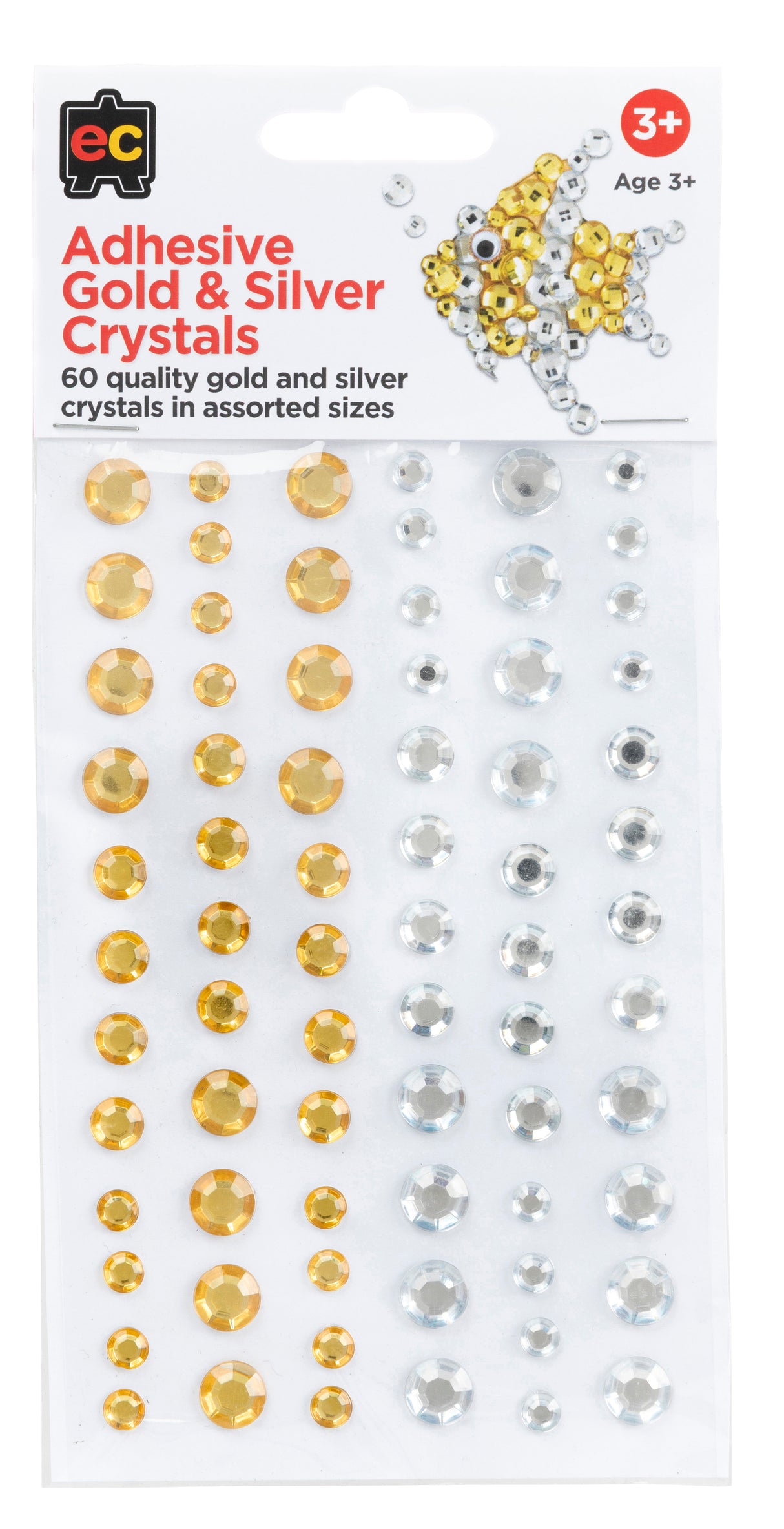 EC Adhesive Crystals Gold and Silver Pack of 60 - Educational Vantage