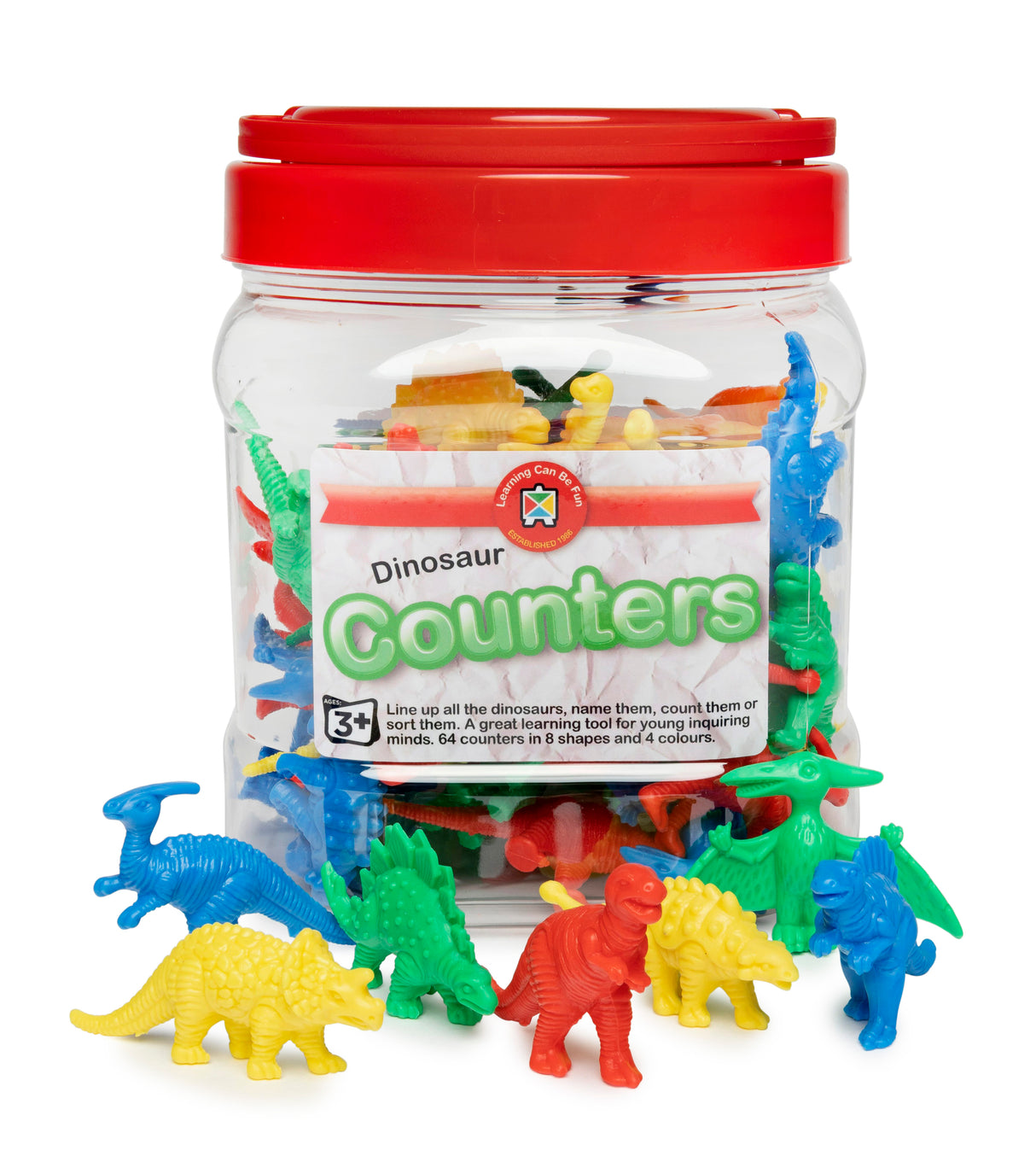 Dinosaur Counters Jar of 64 - Educational Vantage