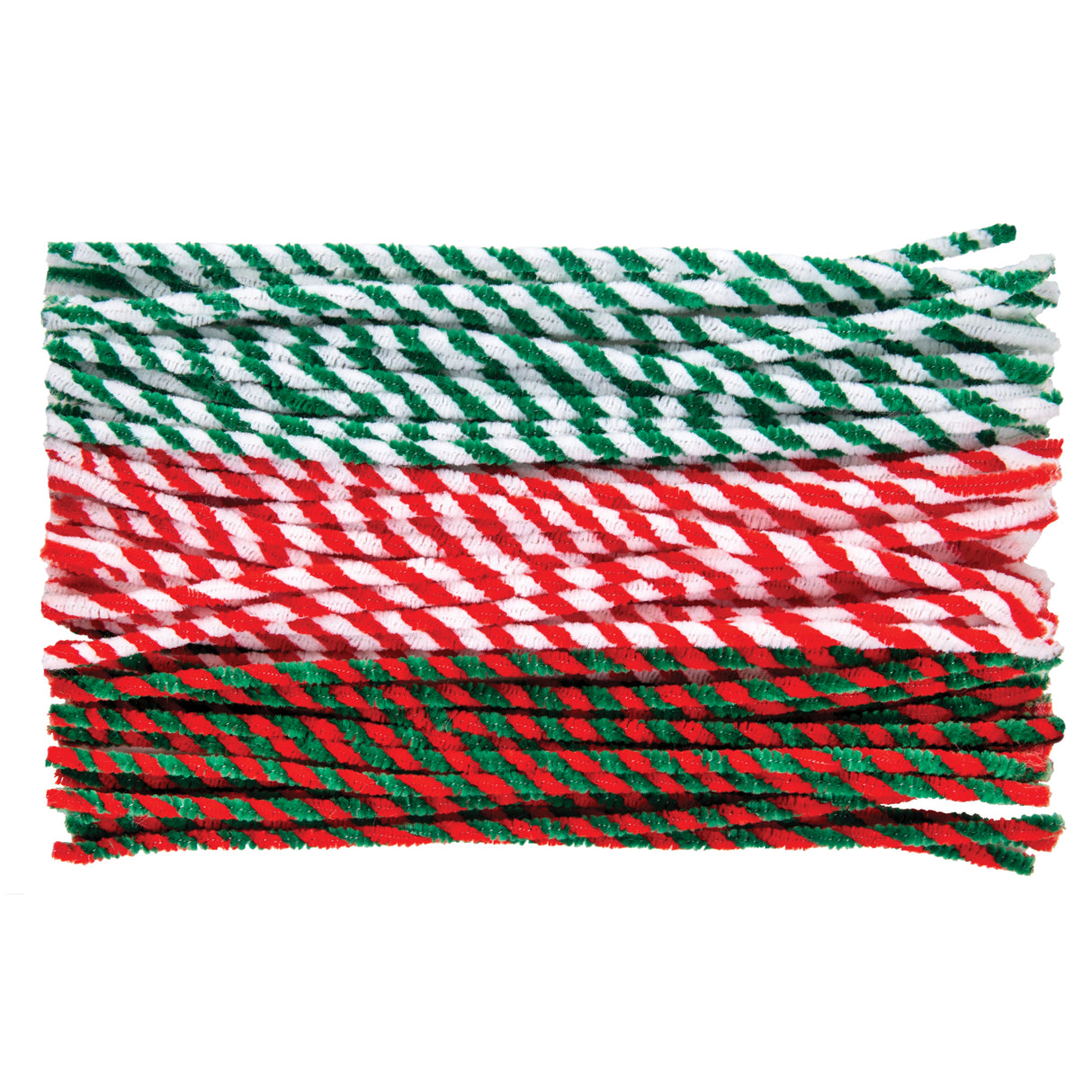 Zart Chenille Stems Christmas Stripe 150s - Educational Vantage