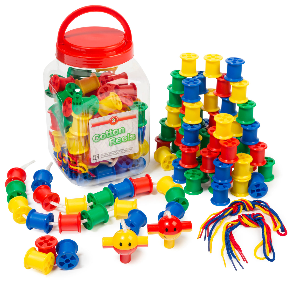 Cotton Reels Jar Pack of 80 - Educational Vantage