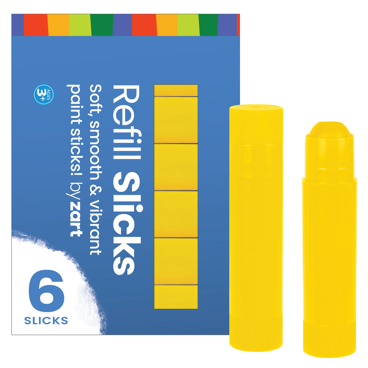 Slicks Paint Sticks by Zart Yellow Pack of 6 - Educational Vantage
