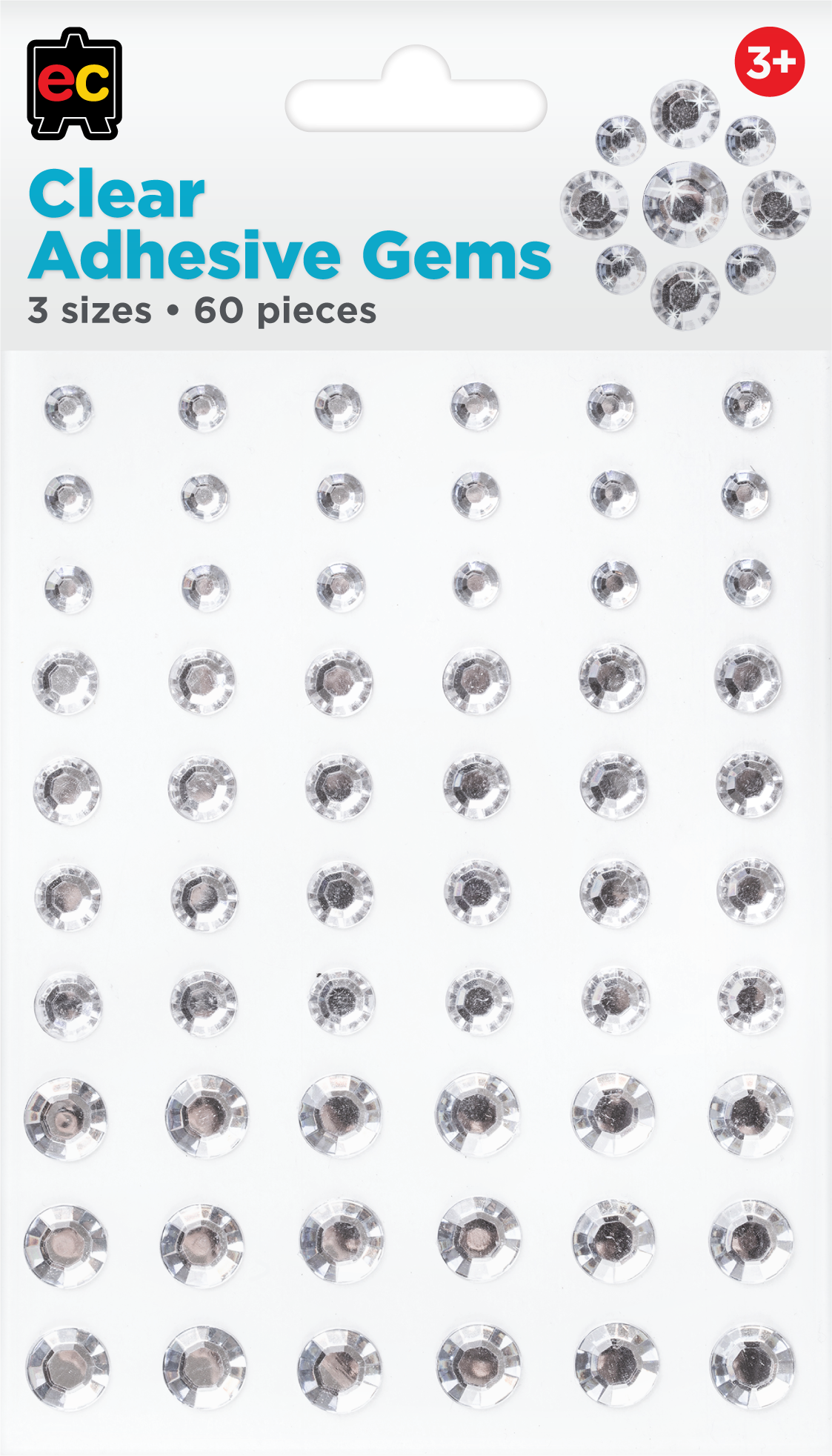 Adhesive Gems Clear 60pcs