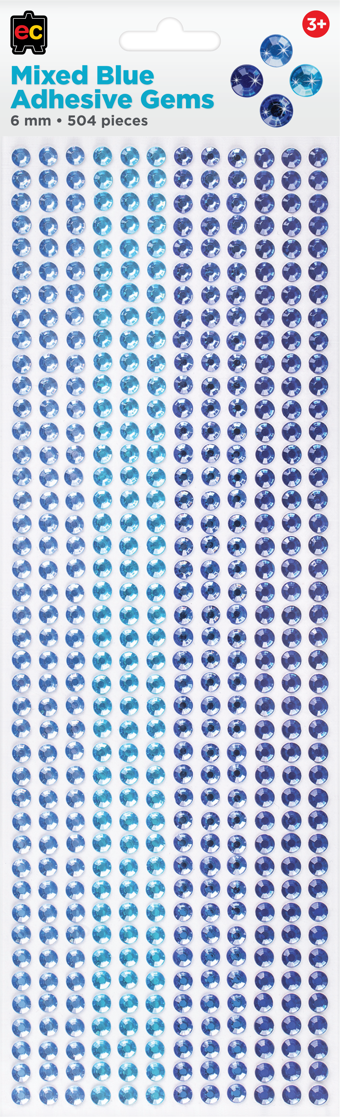 Mixed Adhesive Gems Blue 504pcs