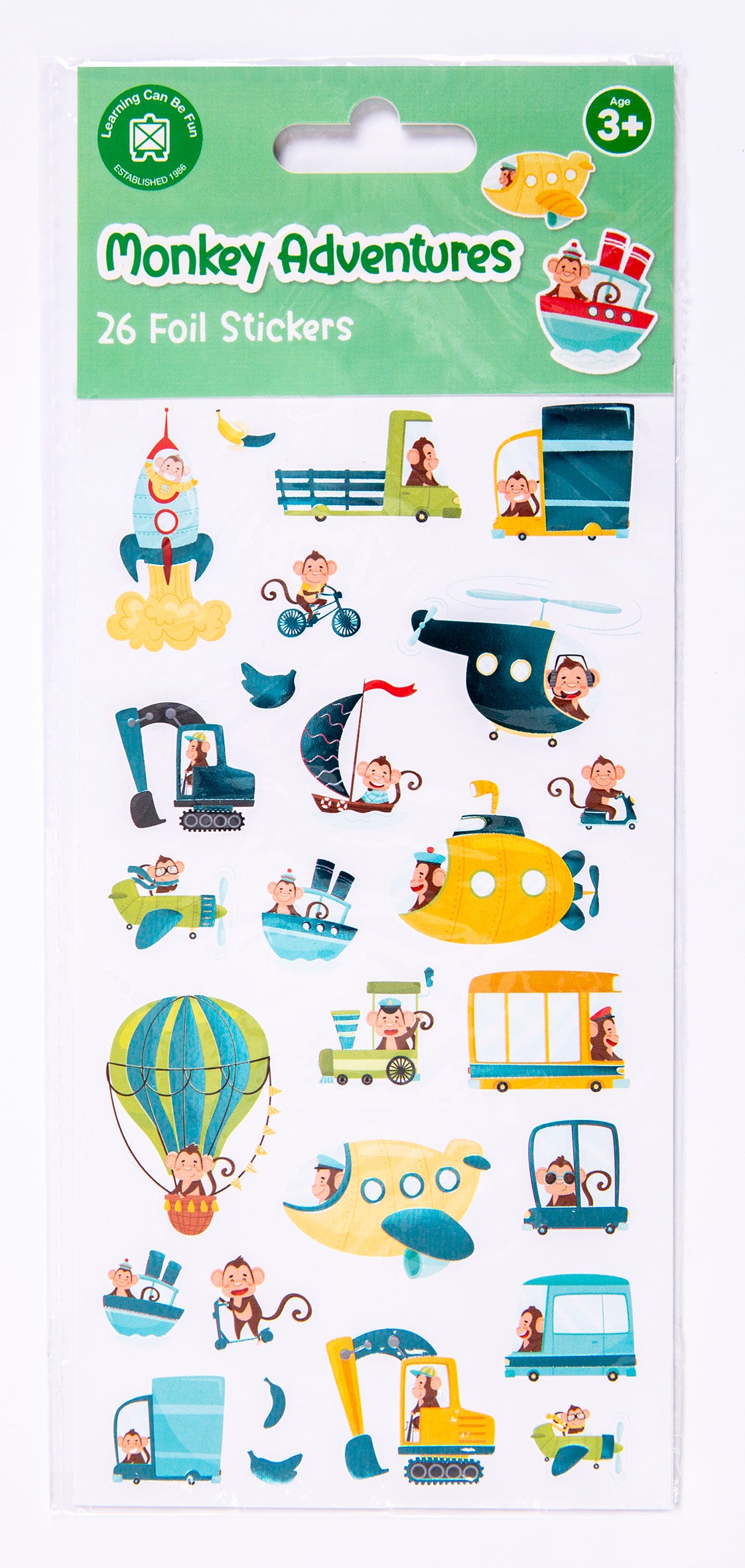 Monkey Adventures  - Foil Sticker Set - Educational Vantage