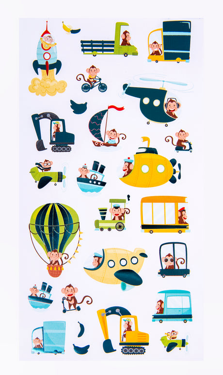 Monkey Adventures  - Foil Sticker Set - Educational Vantage