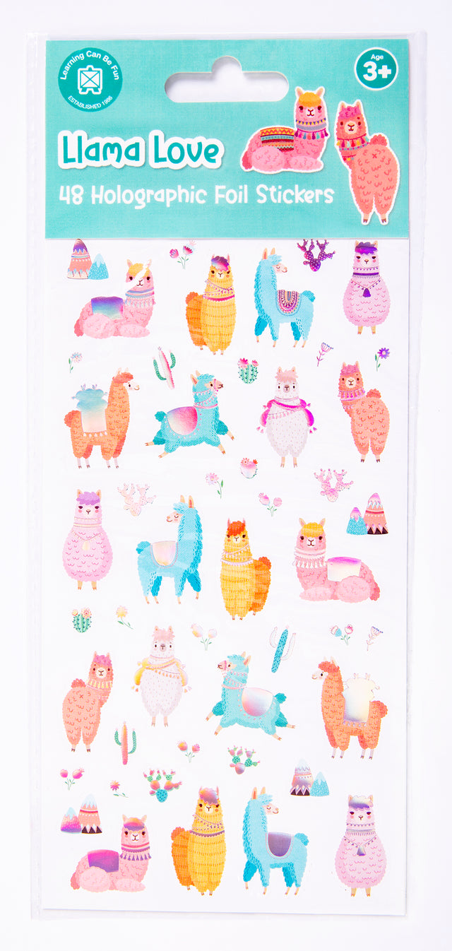 Llama Love - Holo Sticker Set - Educational Vantage