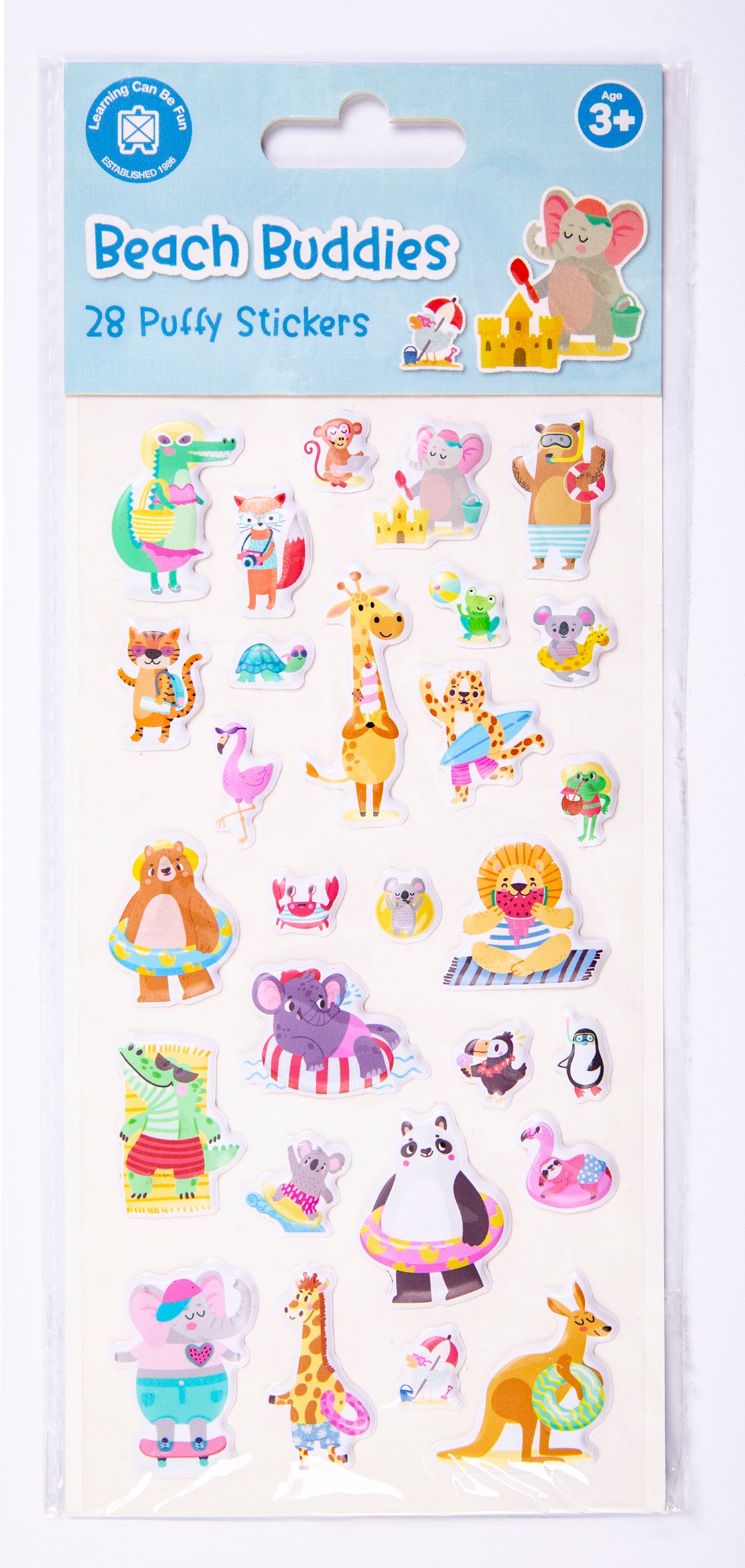 Beach Buddies - Puffy Sticker Set - Educational Vantage