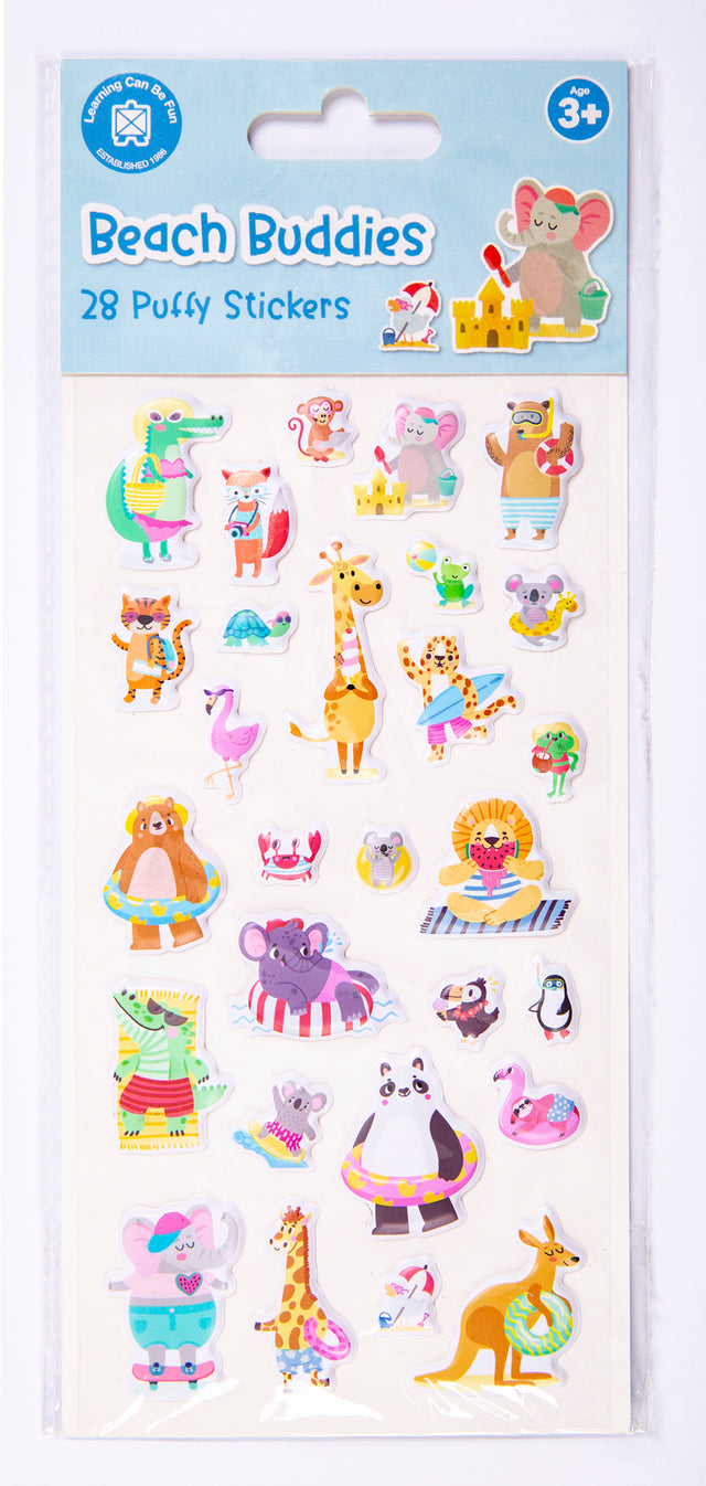 Beach Buddies - Puffy Sticker Set - Educational Vantage
