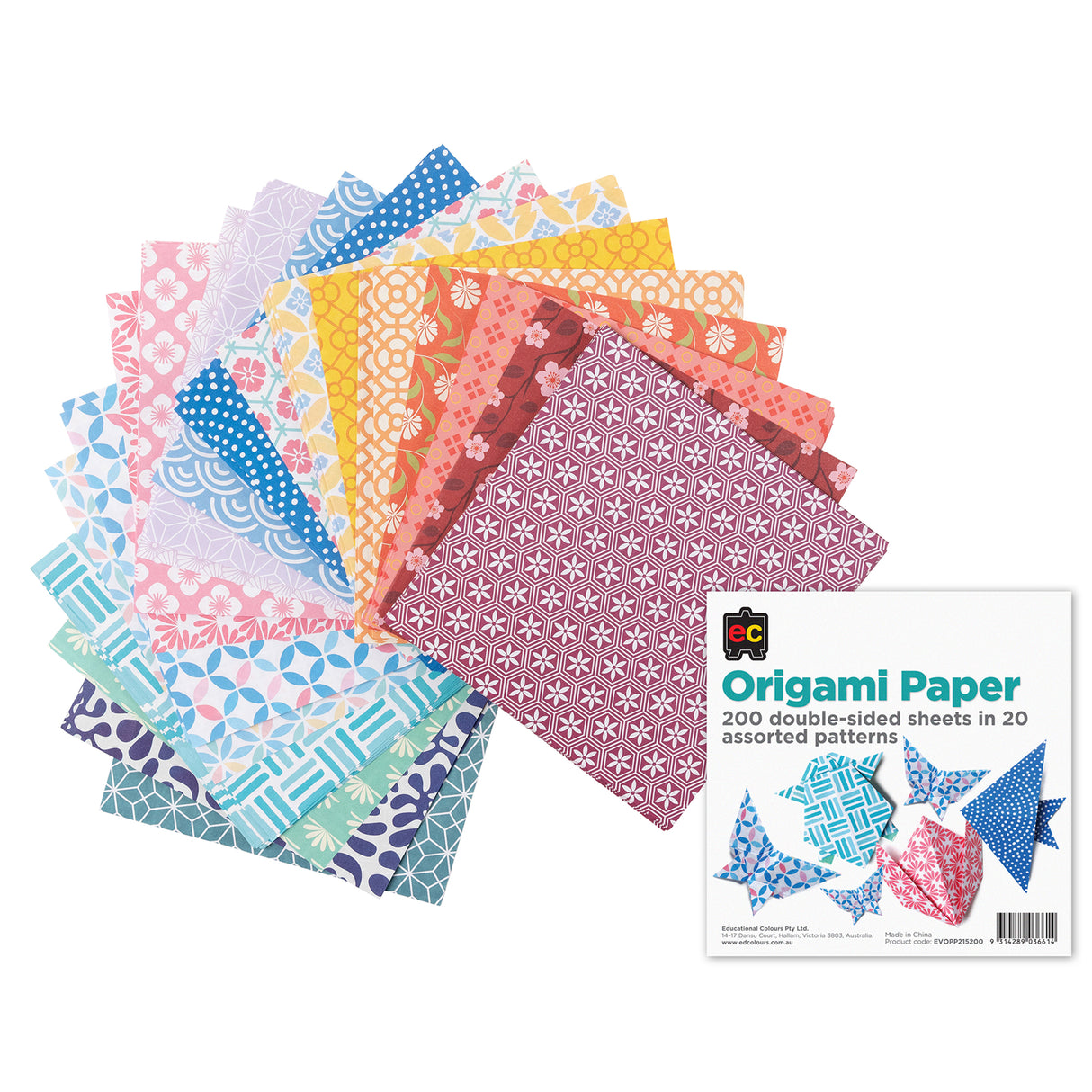 Origami Paper Pack 200 - Double sided Pattern - Educational Vantage