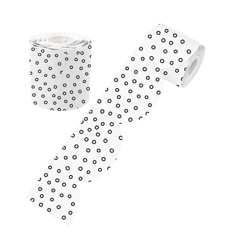 Black and White Dots Rolled Scalloped Border - Educational Vantage