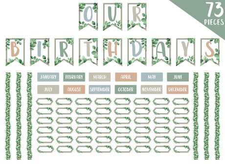 Eucalyptus Essentials Birthday Bulletin Board Set - Educational Vantage