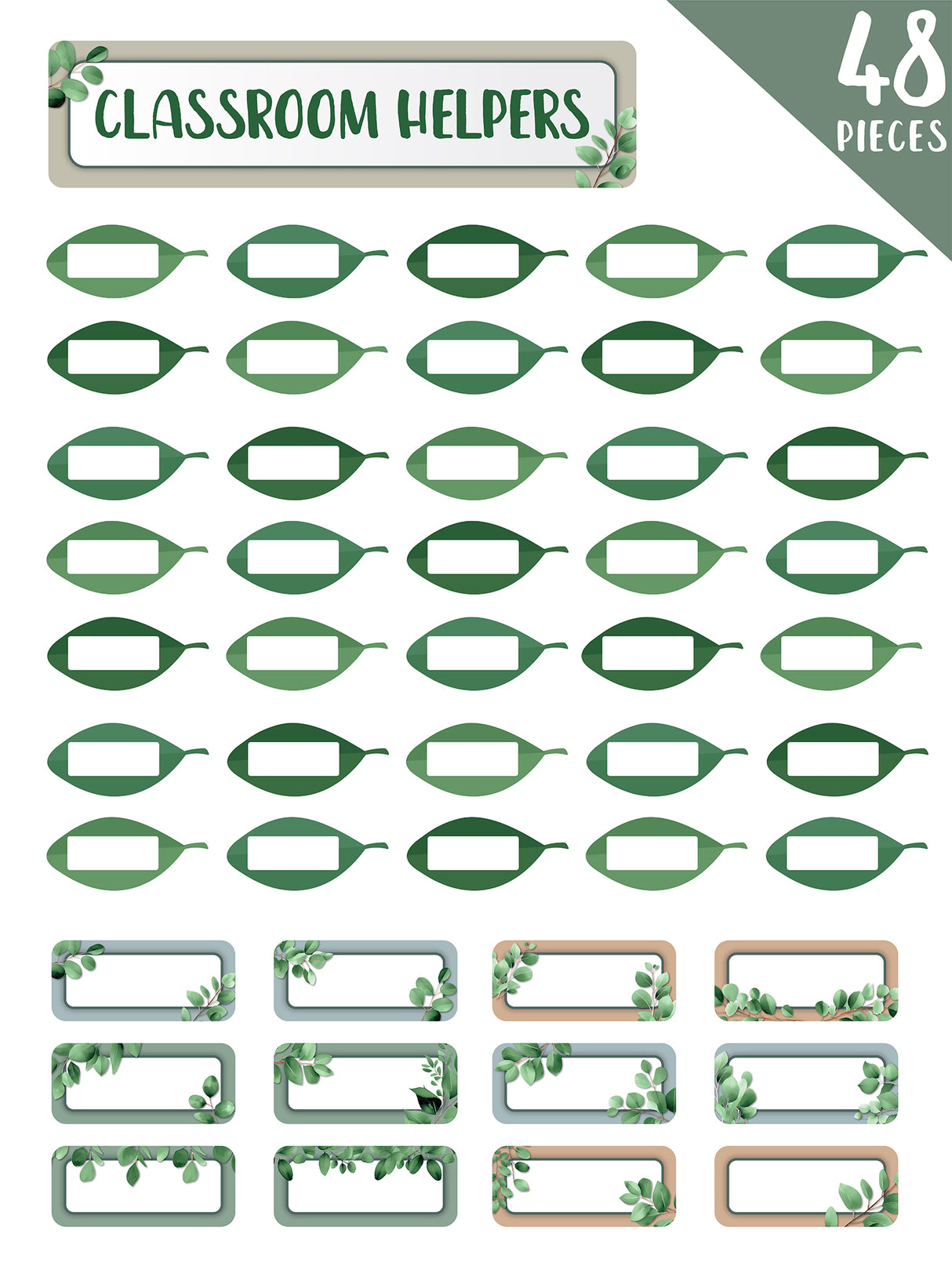 Eucalyptus Essentials Classroom Helpers Bulletin Board Set - Educational Vantage