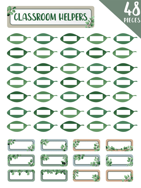 Eucalyptus Essentials Classroom Helpers Bulletin Board Set - Educational Vantage