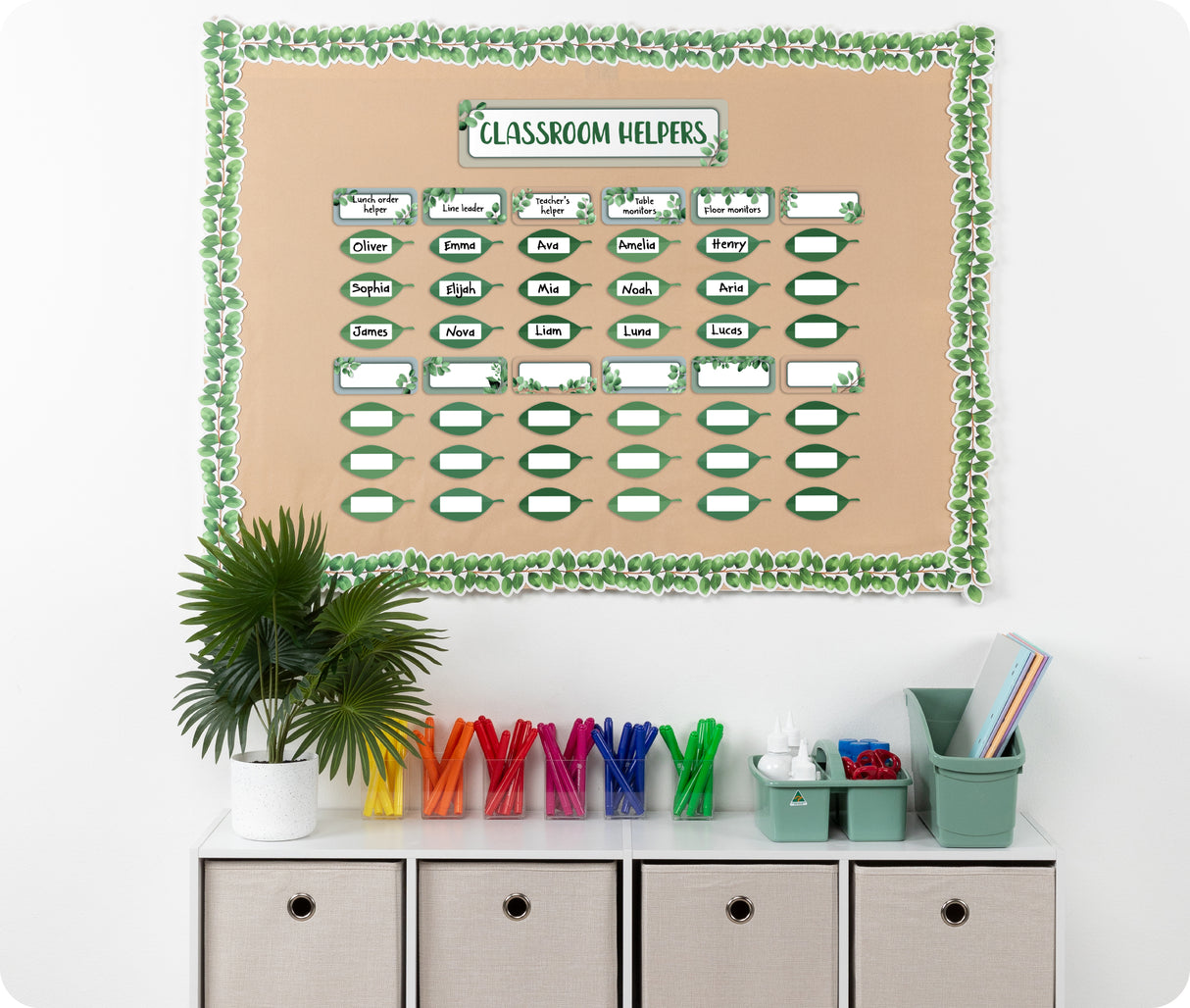Eucalyptus Essentials Classroom Helpers Bulletin Board Set - Educational Vantage