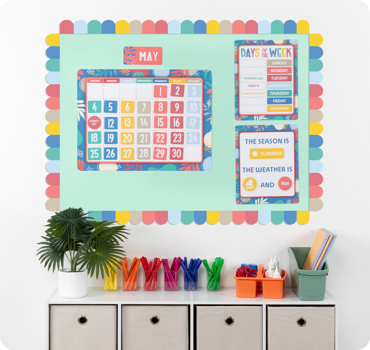 Growing Minds Calendar Bulletin Board Set - Educational Vantage