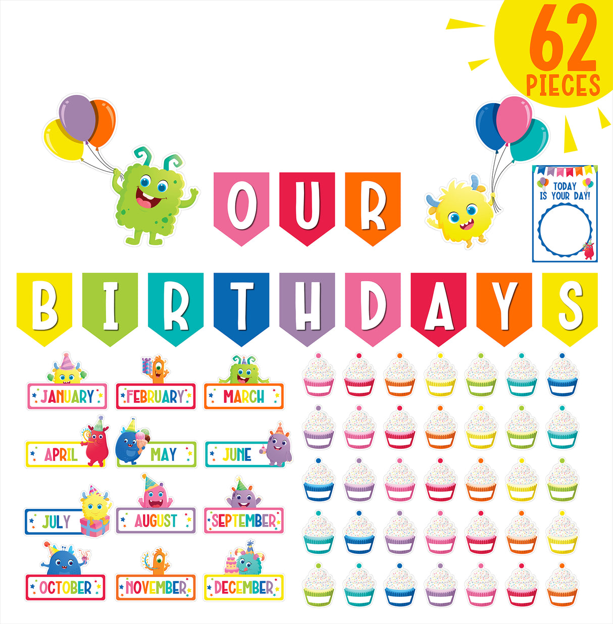 Giggle & Grow Birthday Bulletin Board Set - Educational Vantage