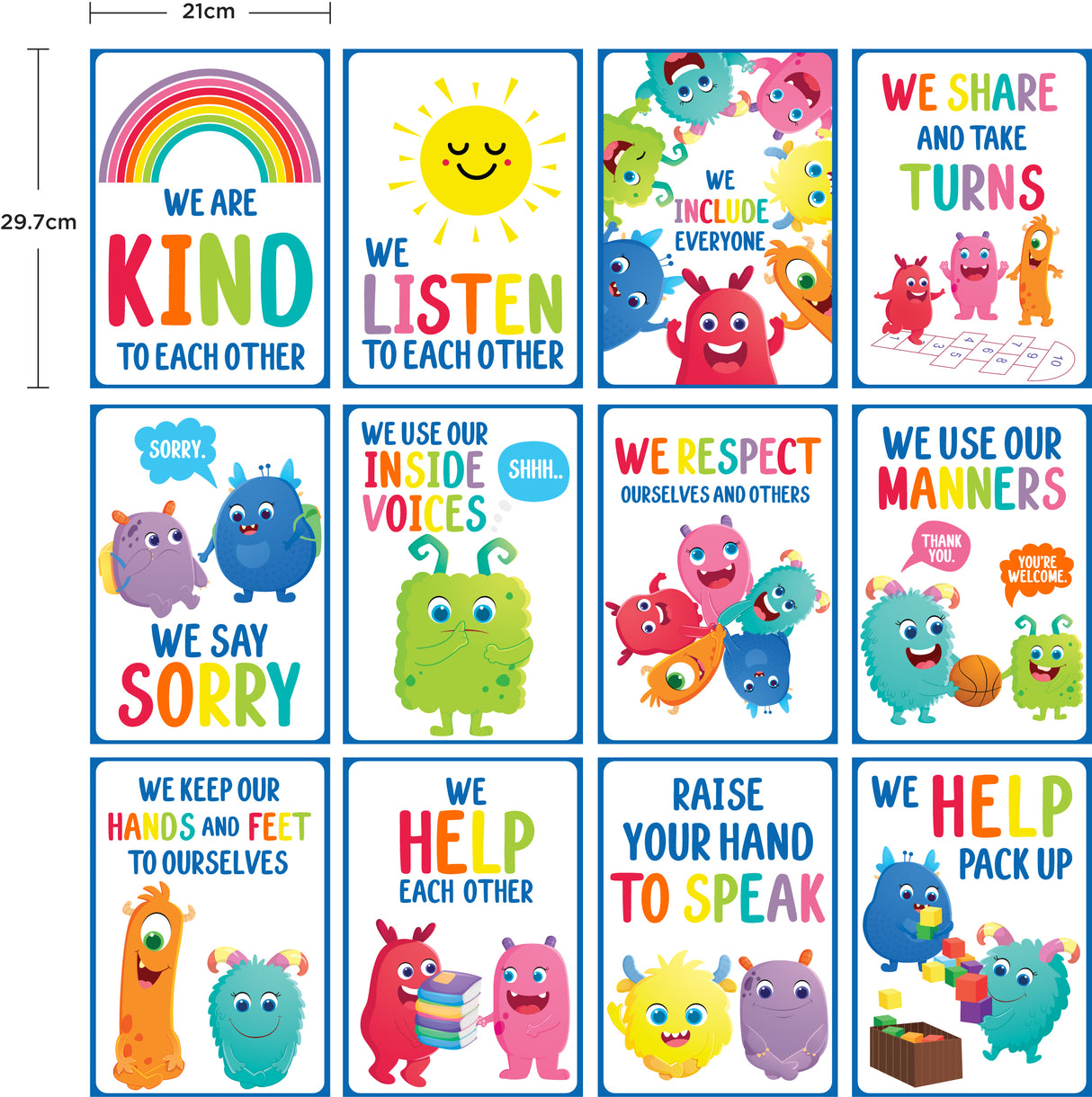 Giggle & Grow Classroom Rules Poster Set - Educational Vantage