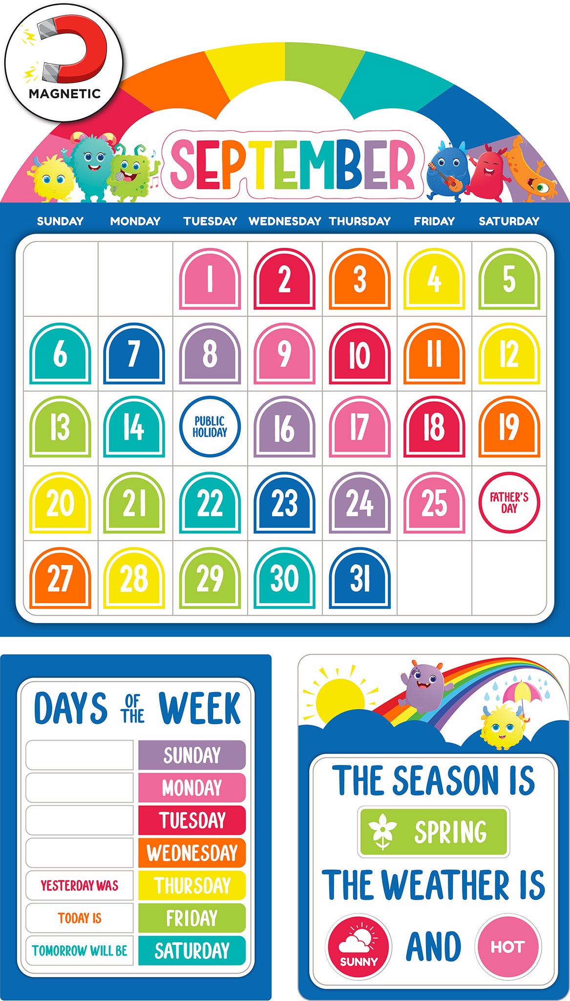 Giggle & Grow Magnetic Calendar Bulletin Board Set - Educational Vantage