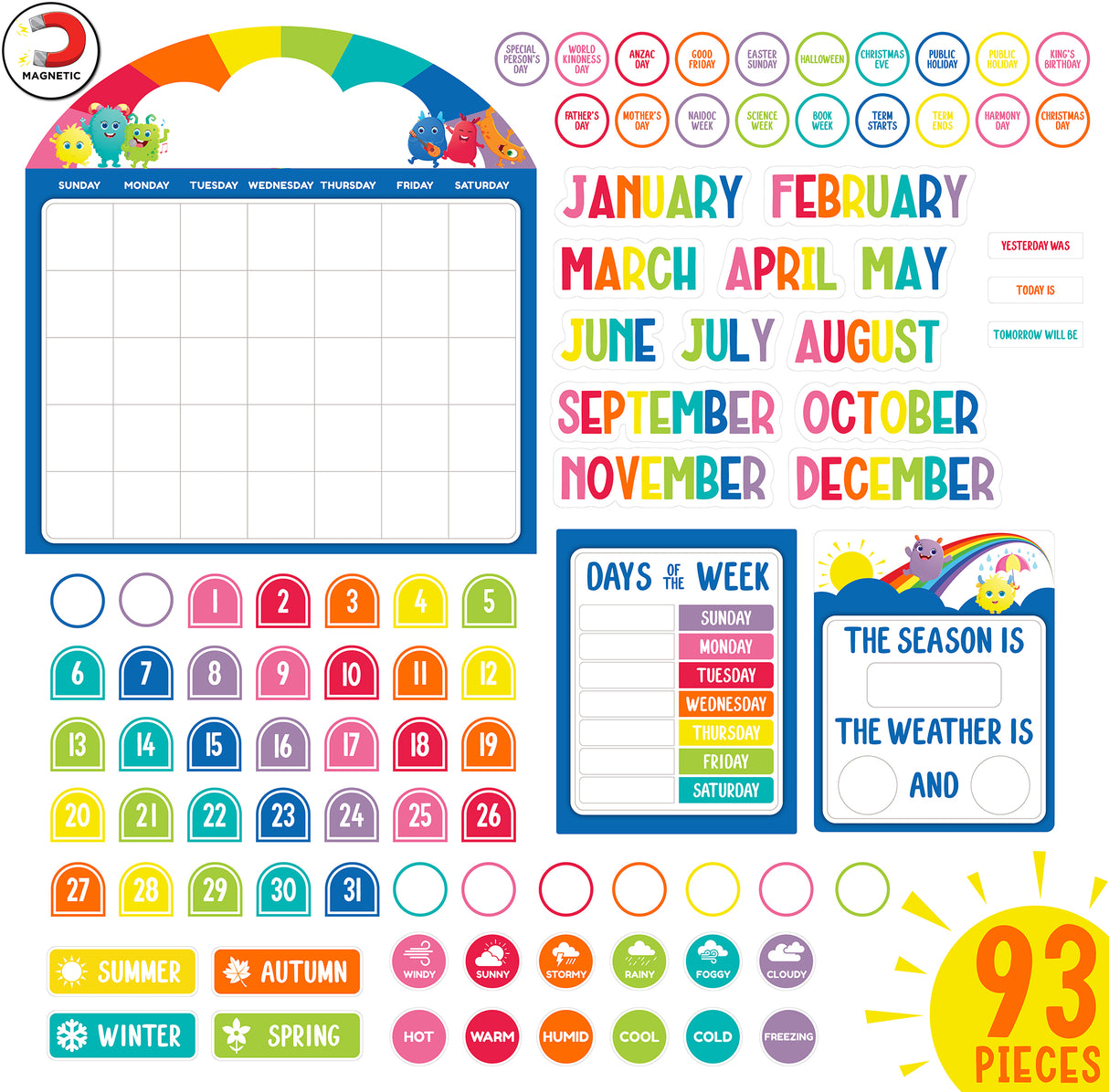 Giggle & Grow Magnetic Calendar Bulletin Board Set - Educational Vantage
