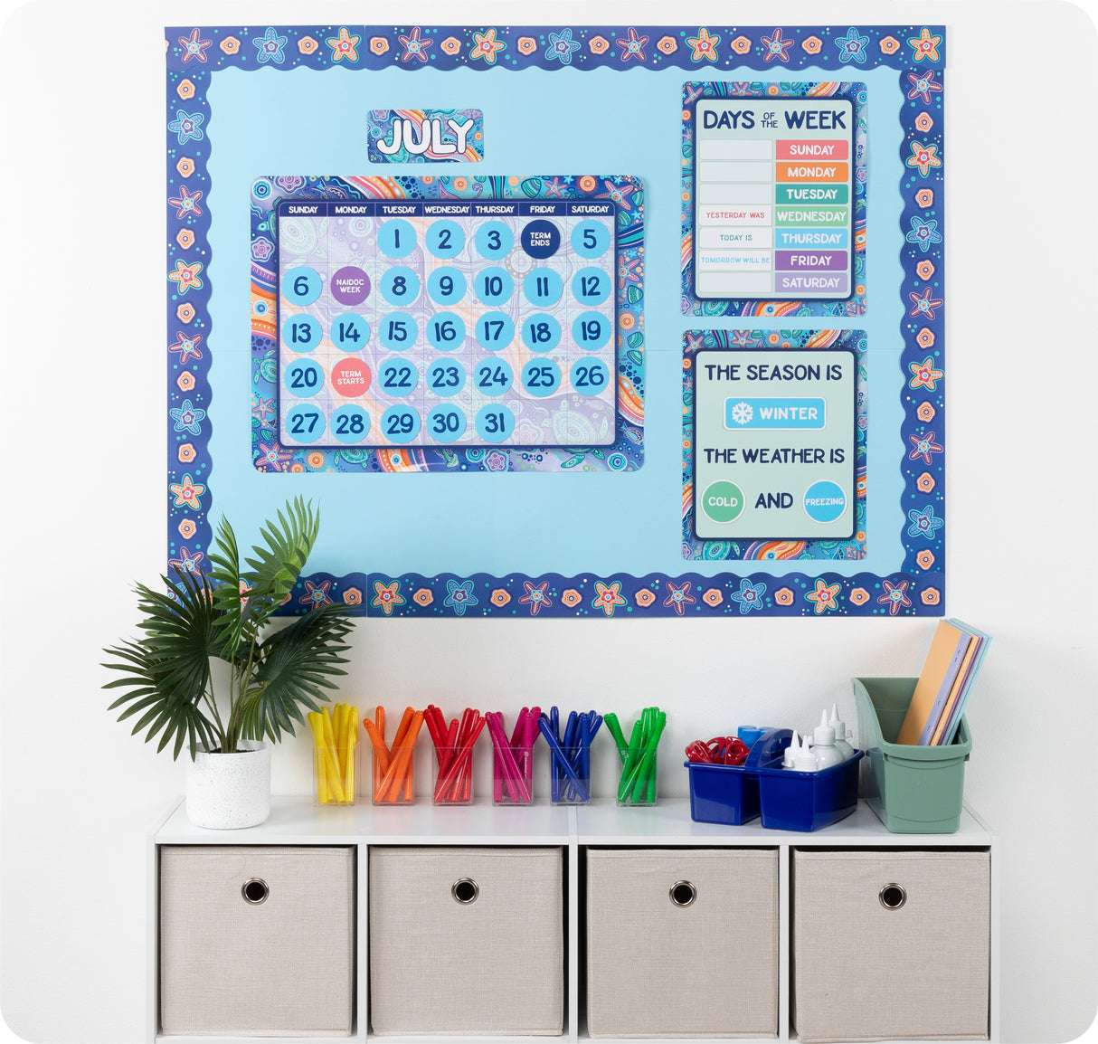 Ocean Country Calendar Bulletin Board Set - Educational Vantage