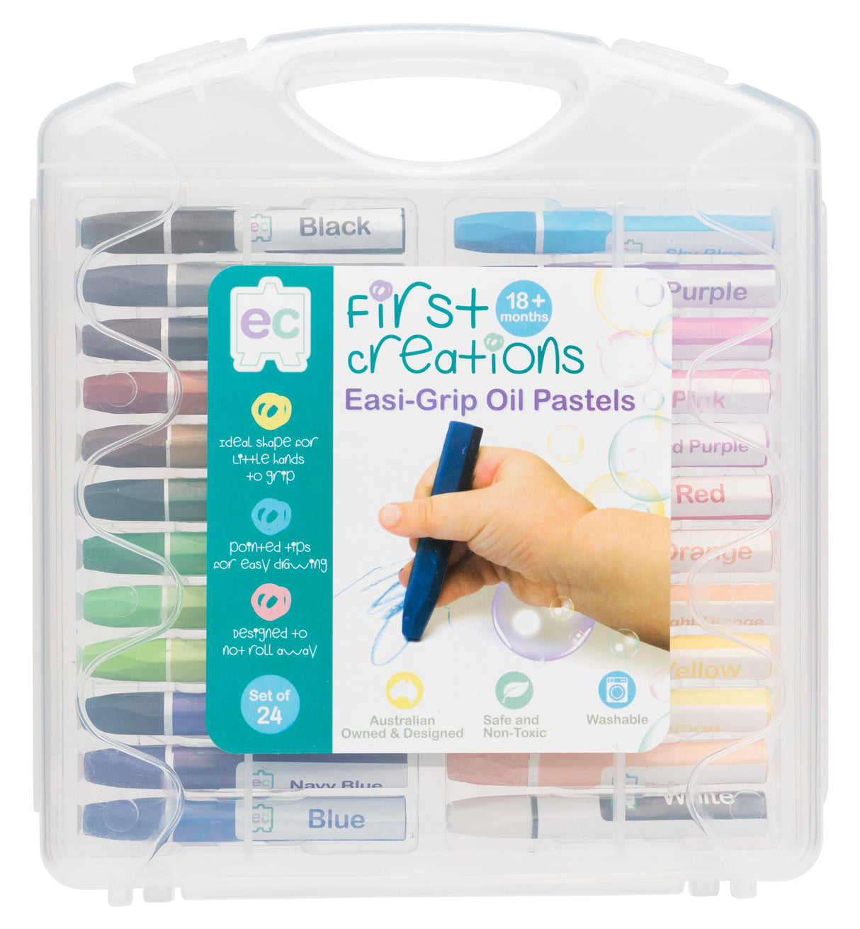 Hexagonal Oil Pastels in Case - Pack of 24 - Educational Vantage