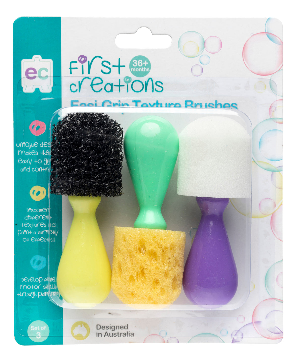 First Creations Easi-Grip Texture Brushes Set of 3 - Educational Vantage
