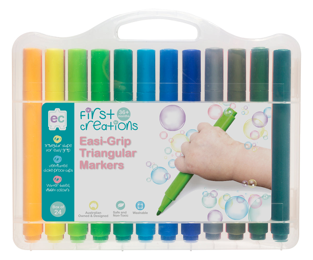 First Creations Easi-Grip Triangular Markers Pack of 24 - Educational Vantage