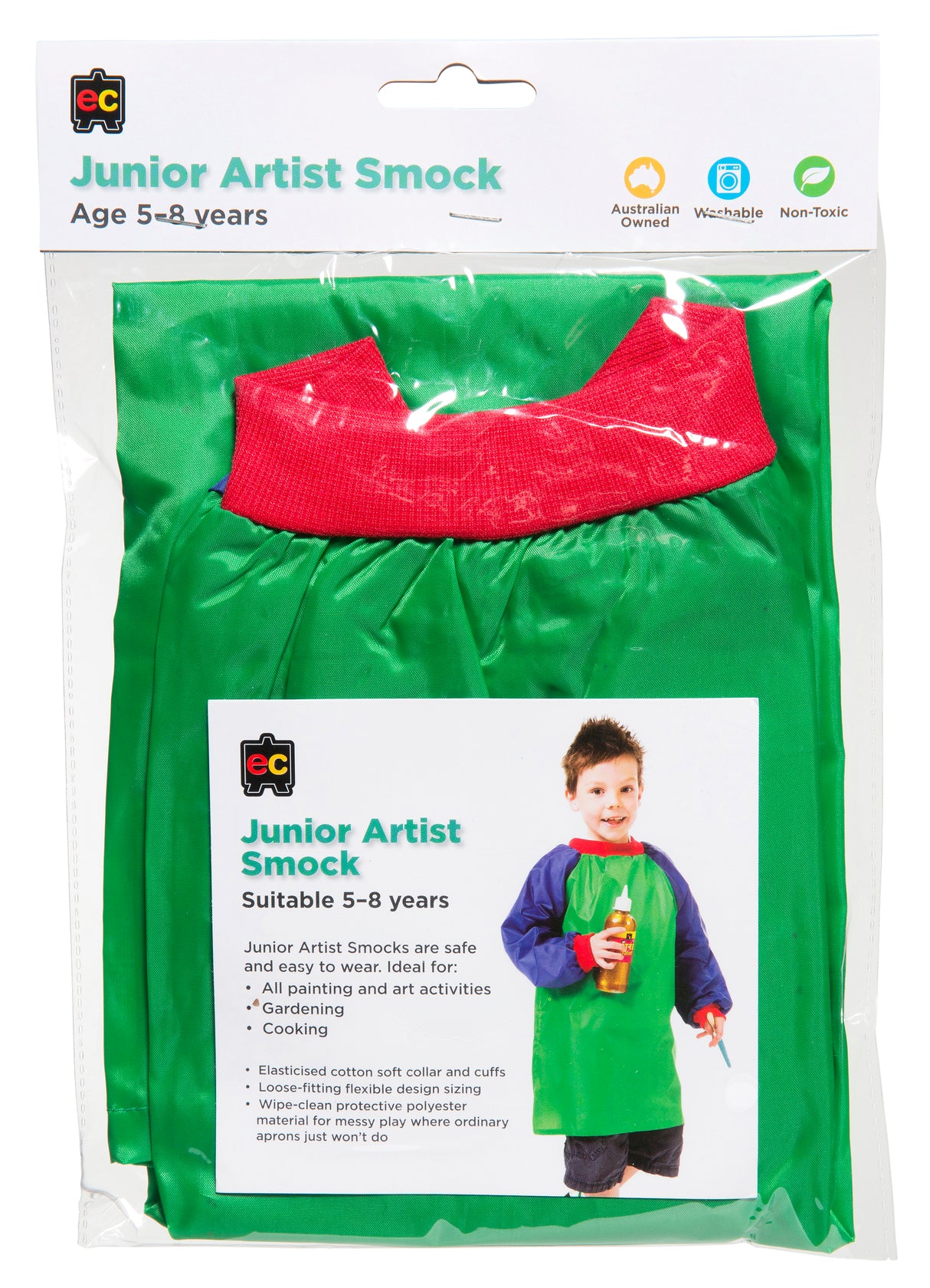 Junior Artist Smock Green and Blue (Ages 5-8) - Educational Vantage