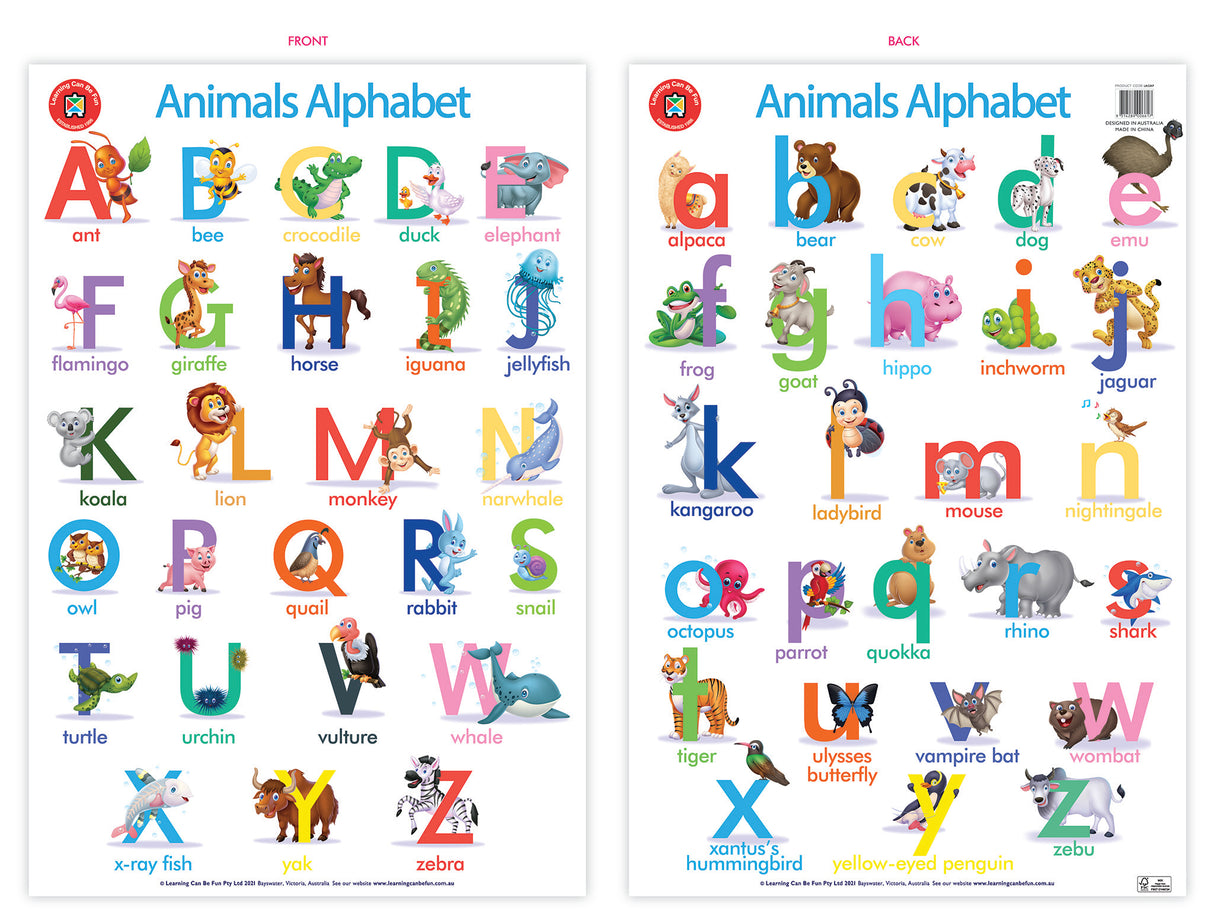 Animals Alphabet Poster - Educational Vantage