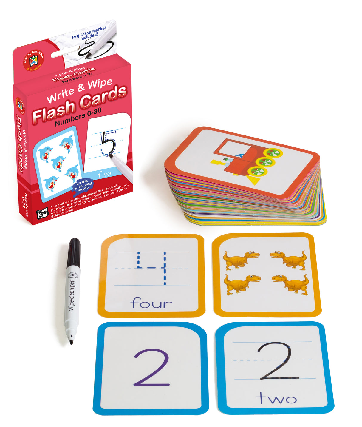 Write & Wipe Flash Cards Numbers 0-30 - Educational Vantage