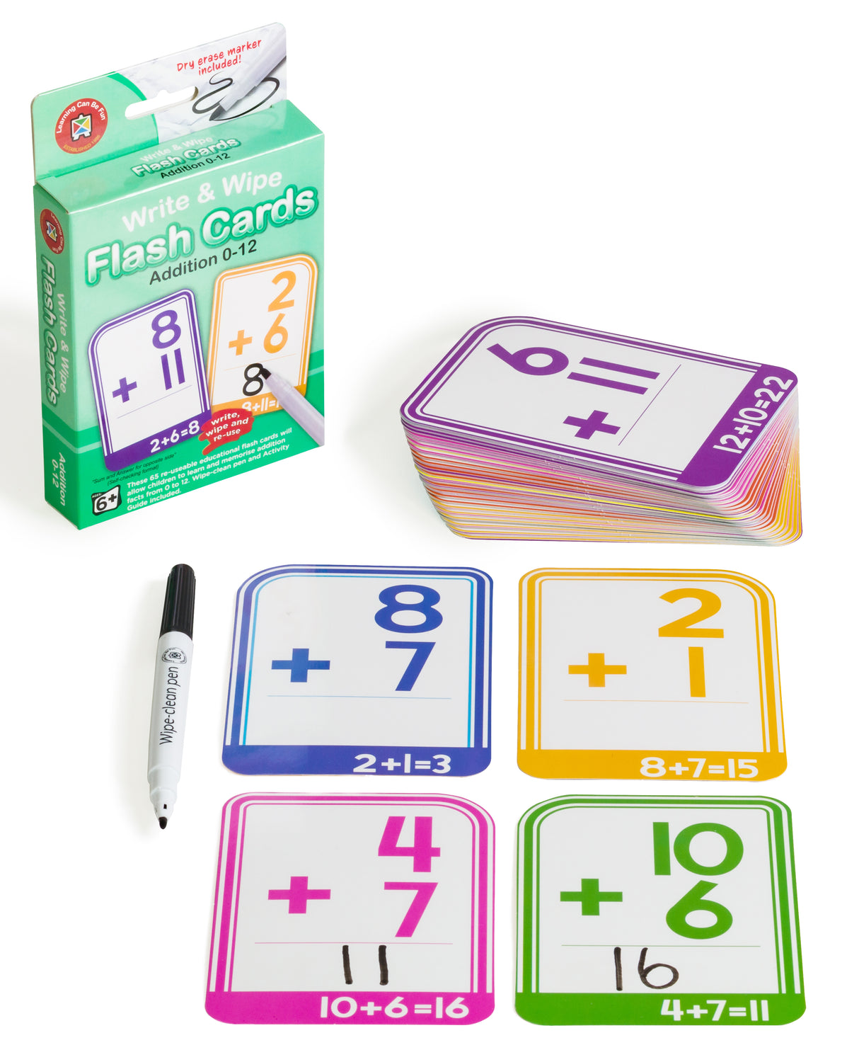 Write & Wipe Flash Cards Addition 0-12 - Educational Vantage