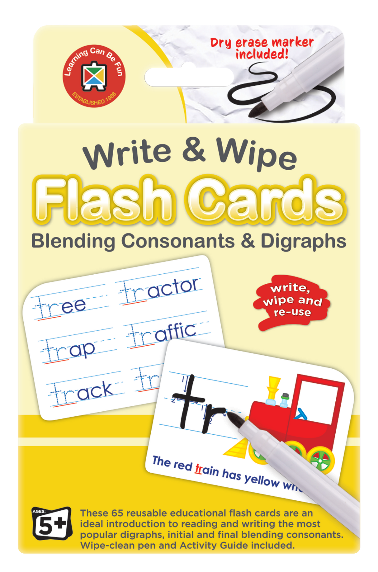 Write & Wipe Flash Cards Blending Consonants & Digraphs - Educational Vantage