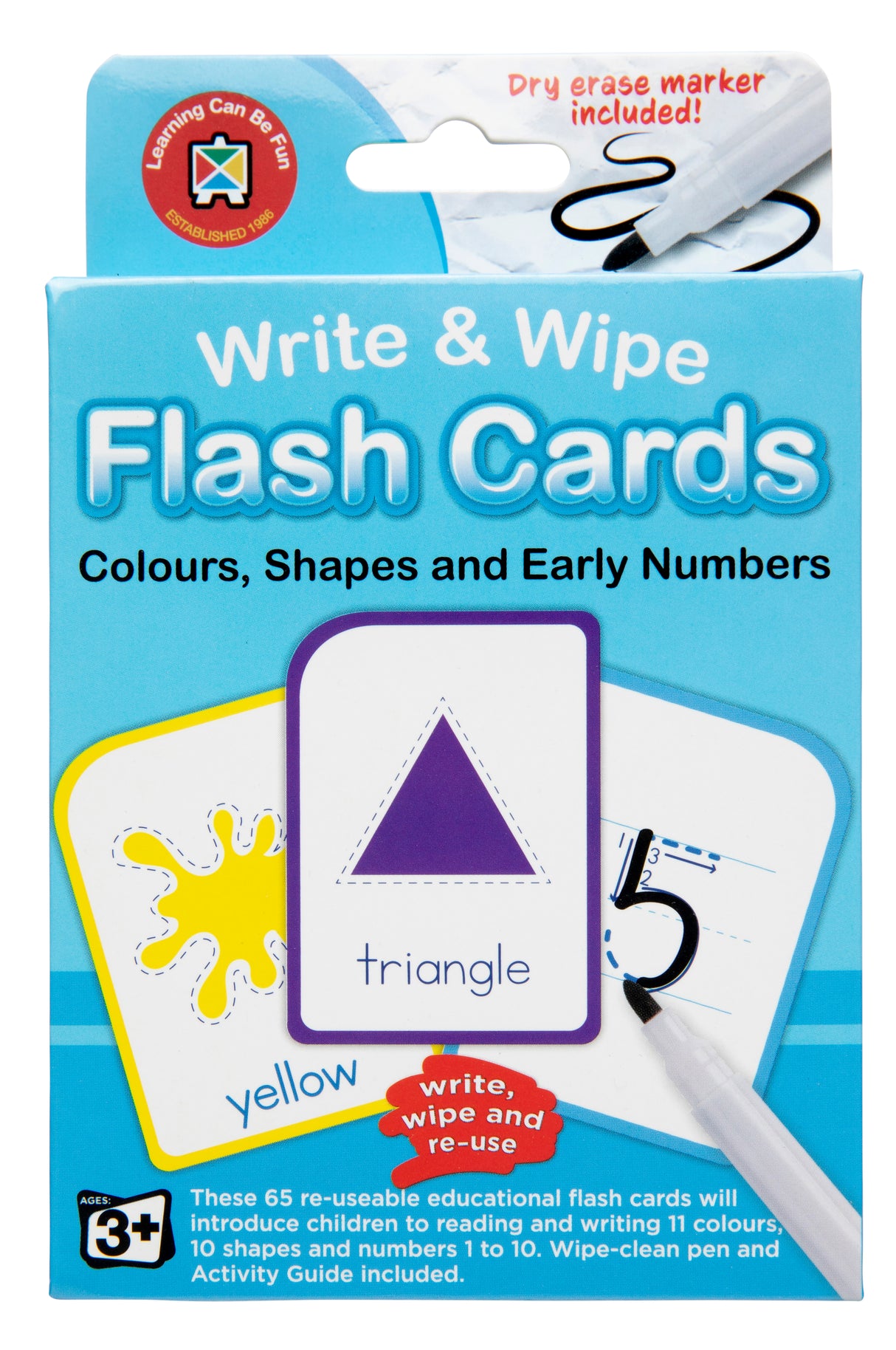 Write & Wipe Flash Cards Colours, Shapes and Early Numbers - Educational Vantage