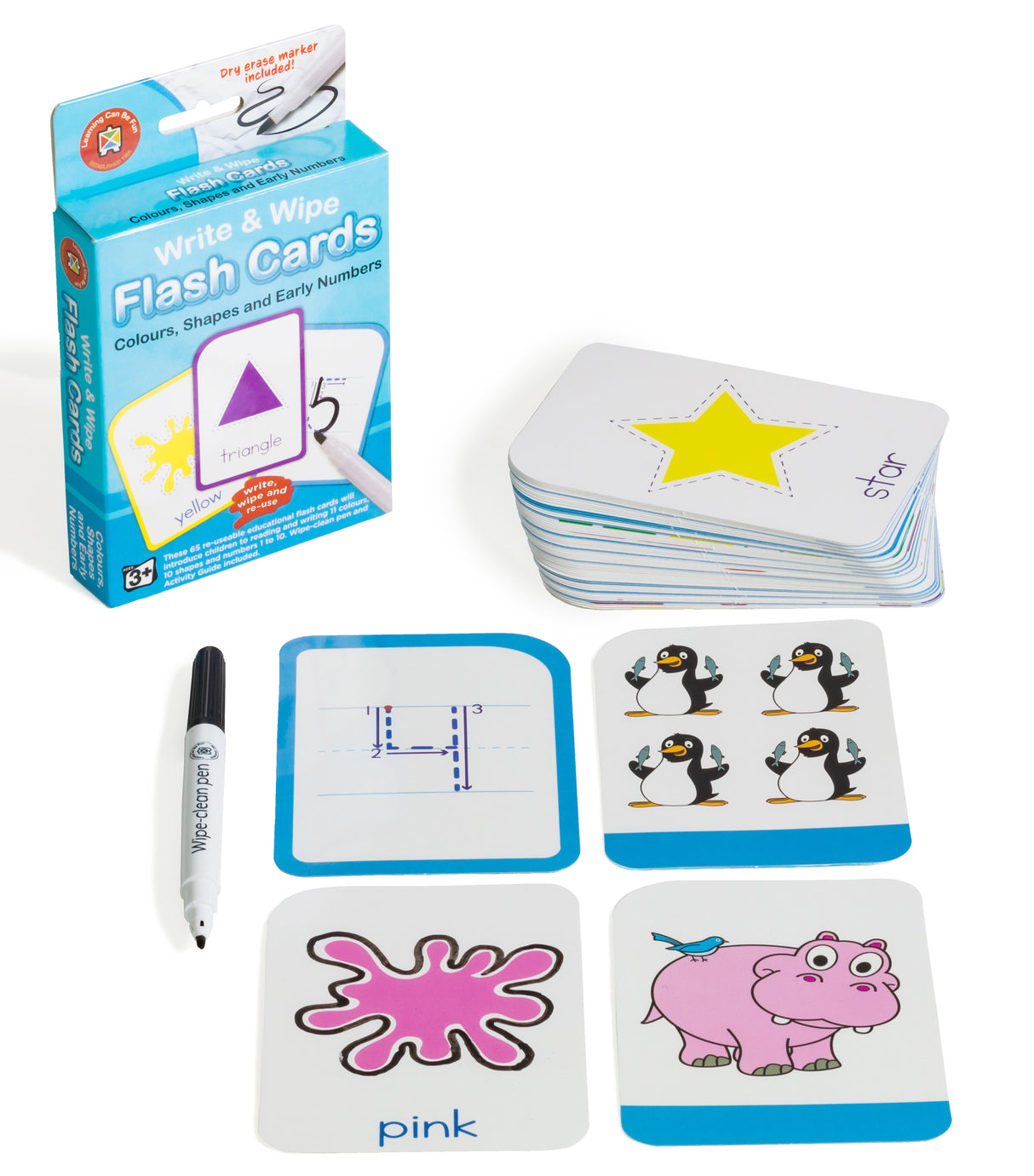 Write & Wipe Flash Cards Colours, Shapes and Early Numbers - Educational Vantage