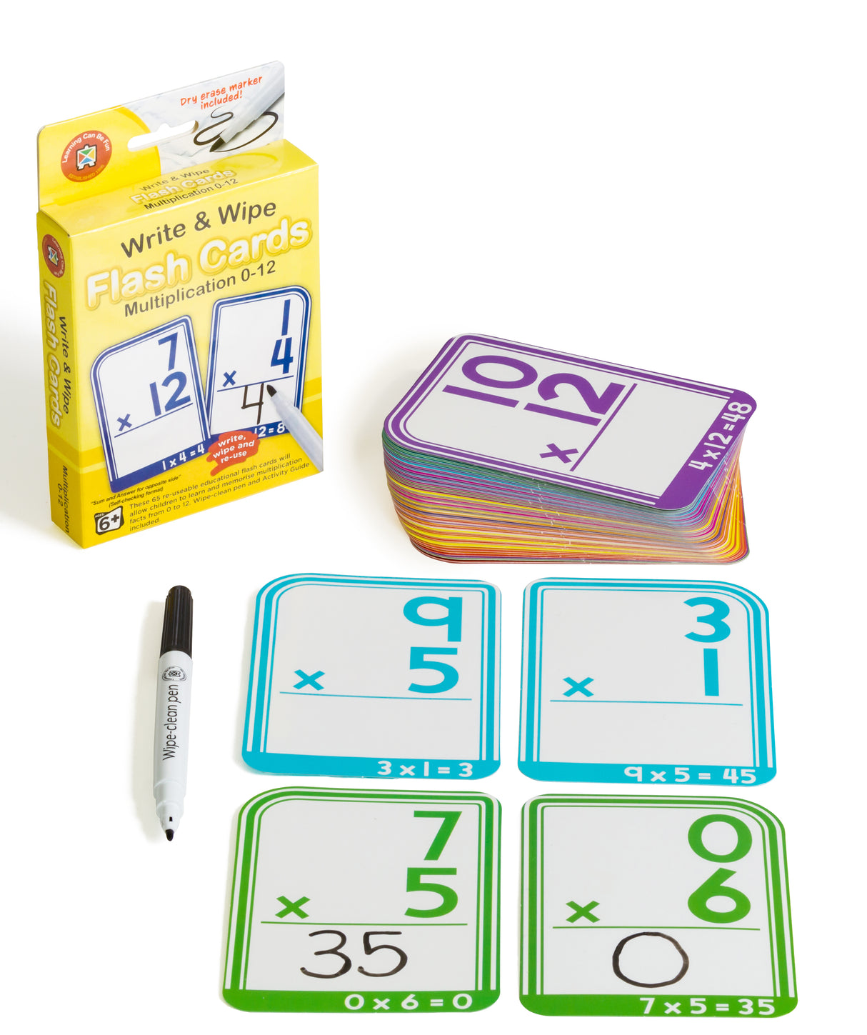 Write & Wipe Flash Cards Multiplication 0-12 - Educational Vantage