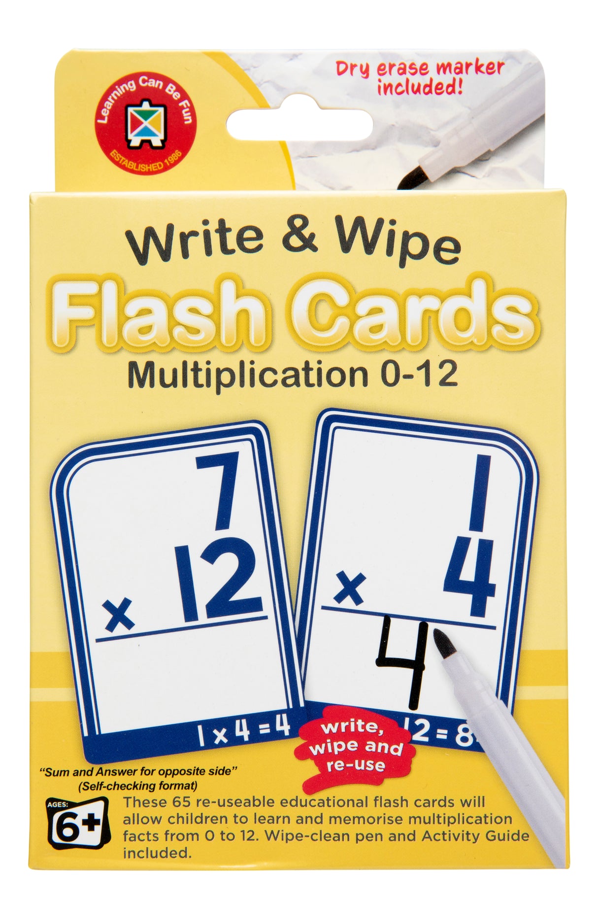 Write & Wipe Flash Cards Multiplication 0-12 - Educational Vantage