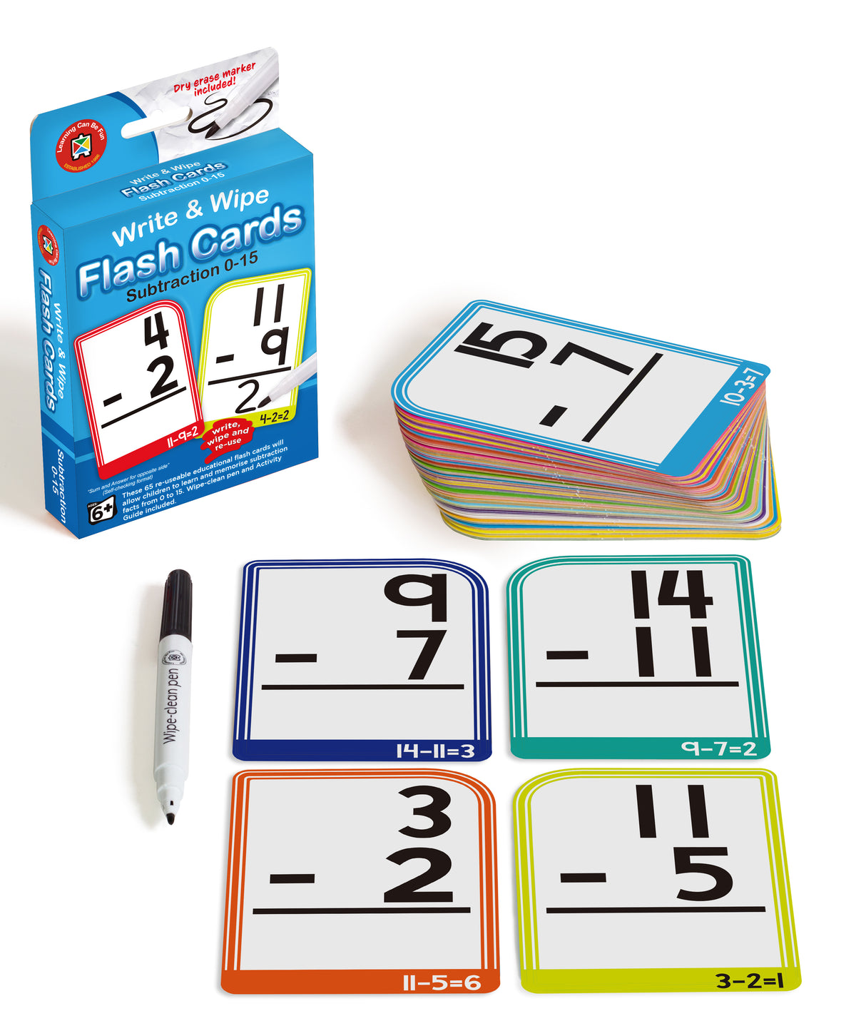 Write & Wipe Flash Cards Subtraction 0-15 - Educational Vantage