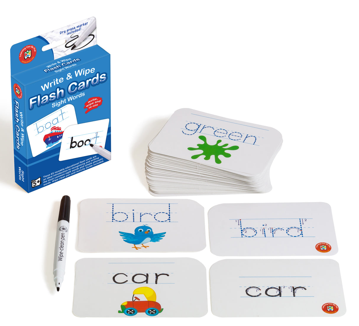 Write & Wipe Flash Cards Sight Words - Educational Vantage