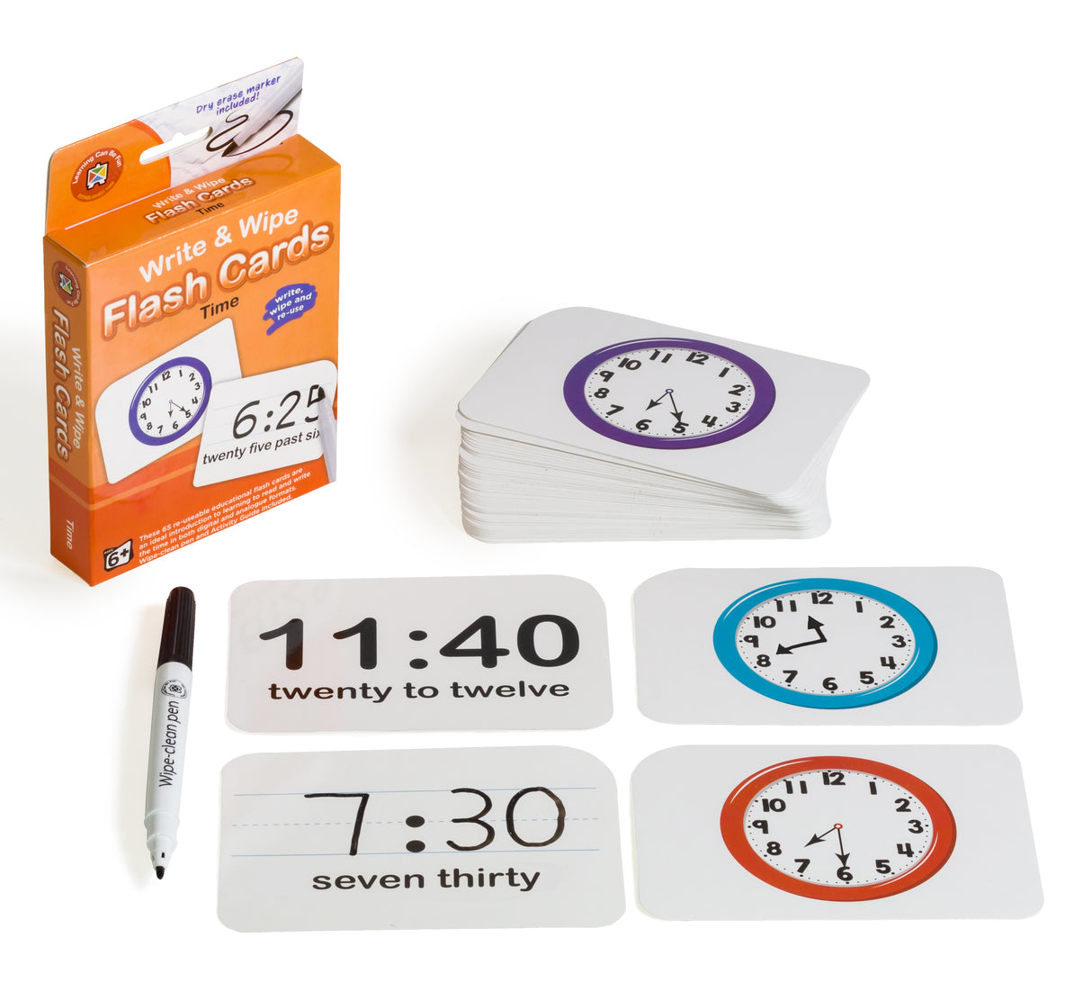 Write & Wipe Flash Cards Time - Educational Vantage