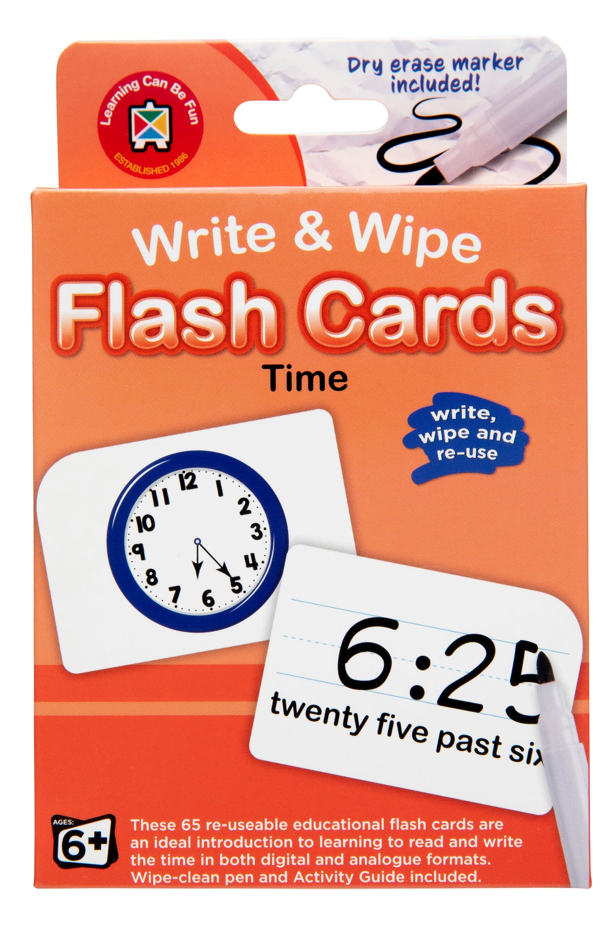 Write & Wipe Flash Cards Time - Educational Vantage