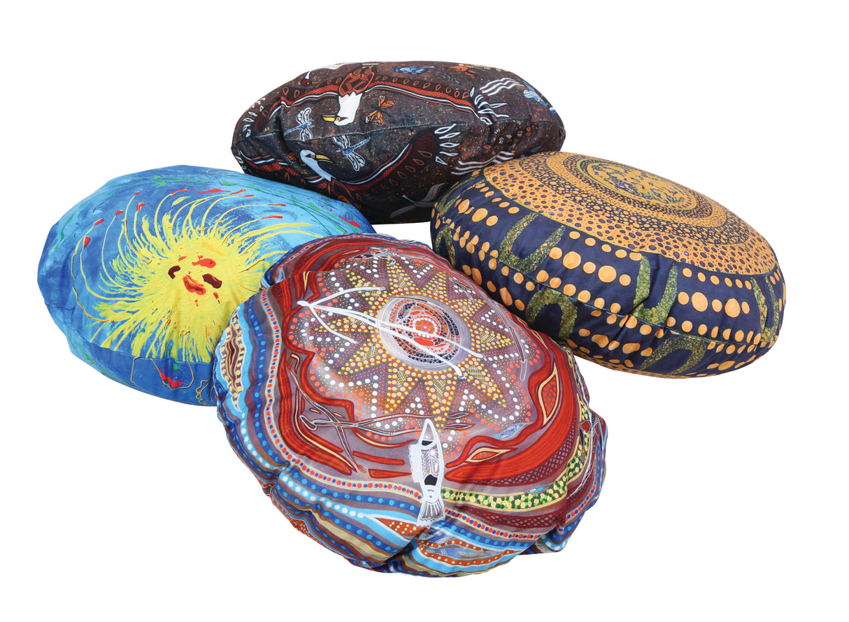 Aboriginal Round Cushions -60cm dia- Set of 4 - Educational Vantage
