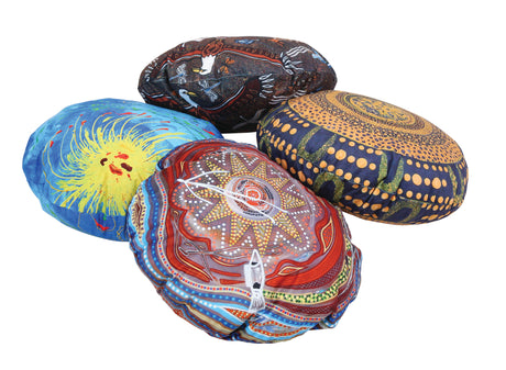 Aboriginal Round Cushions -60cm dia- Set of 4 - Educational Vantage
