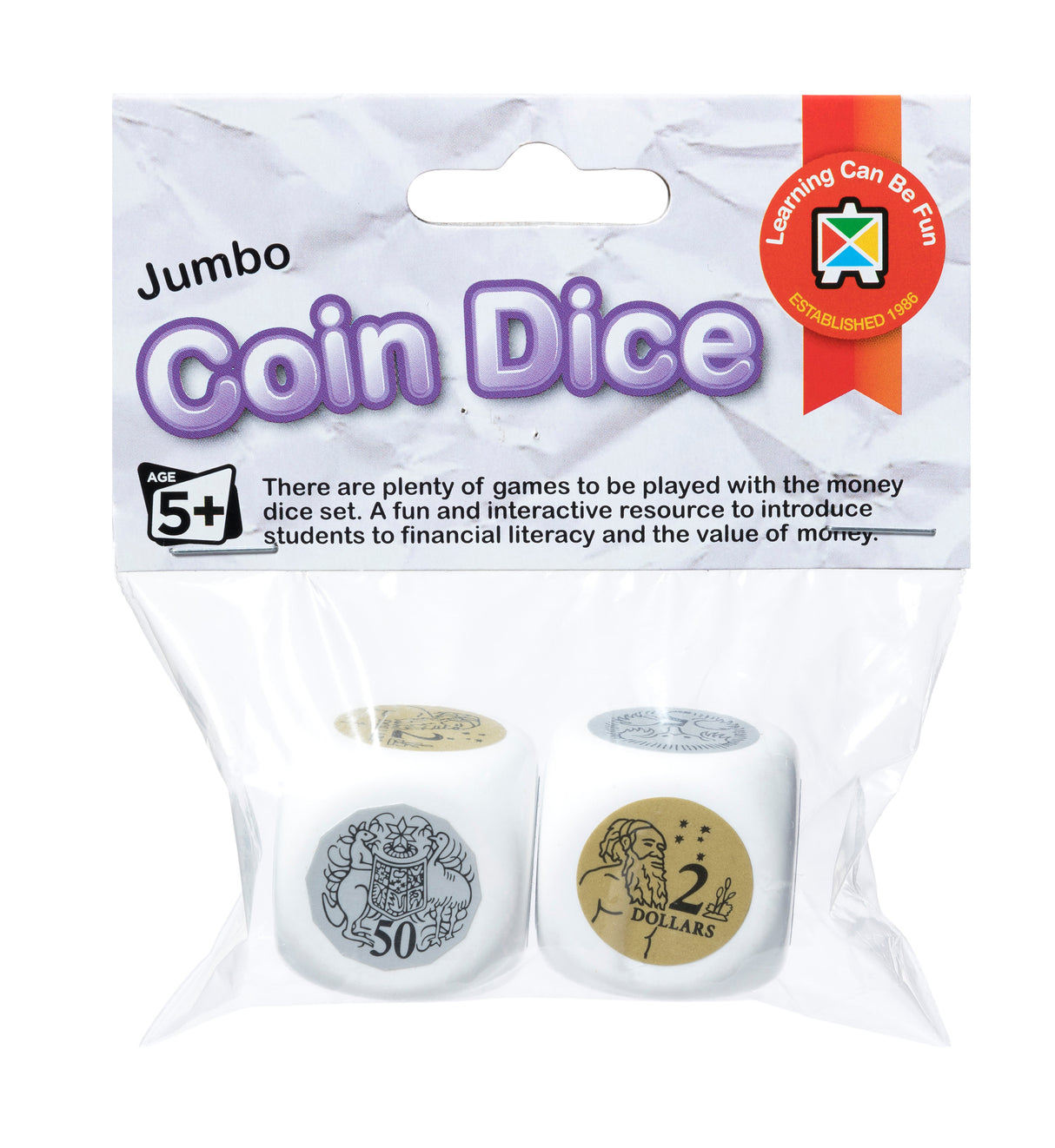 Jumbo Australian Coin Dice Set of 2 - Educational Vantage