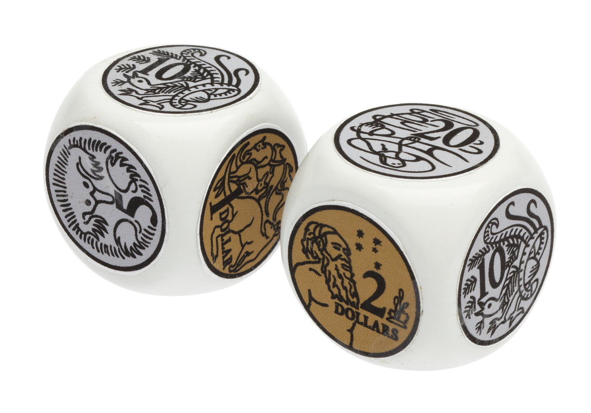 Jumbo Australian Coin Dice Set of 2 - Educational Vantage