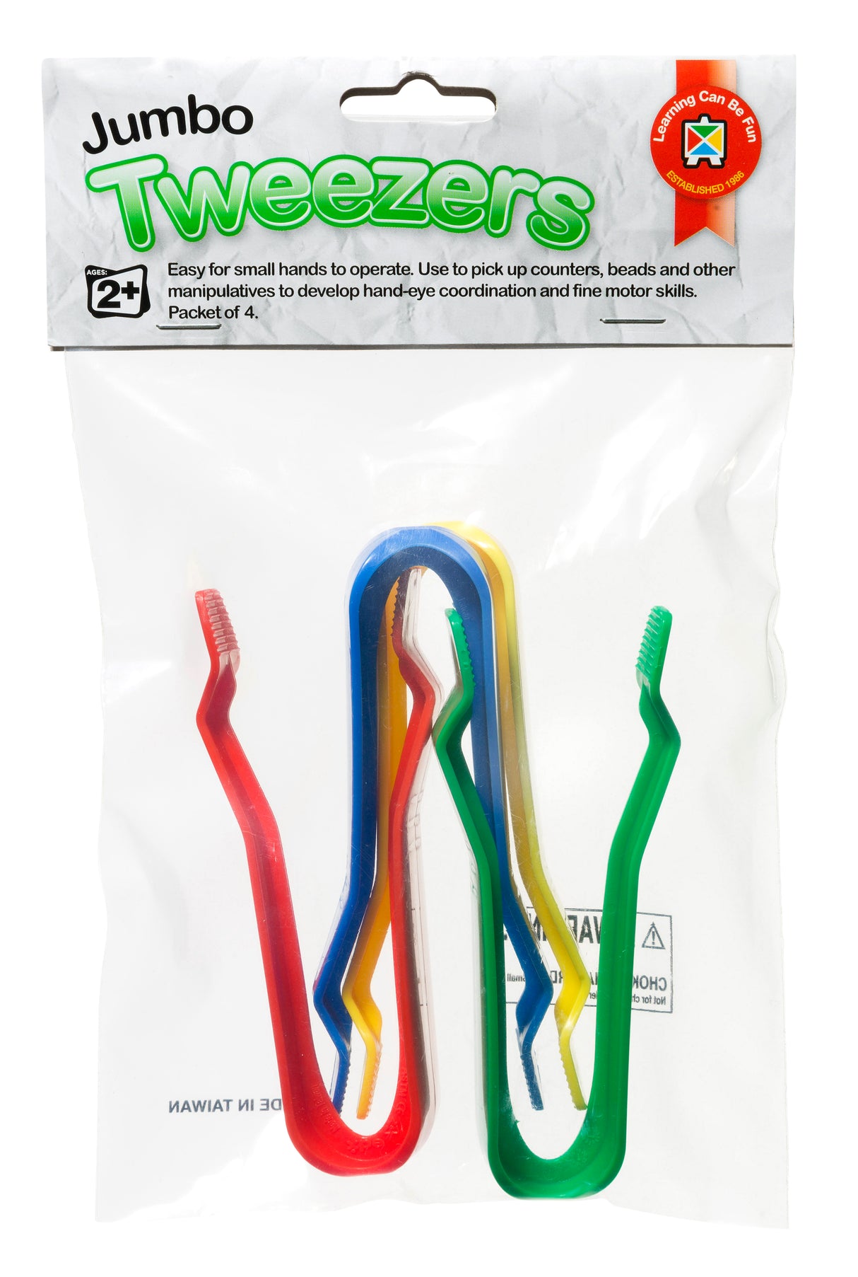 Jumbo Plastic Tweezers Pack of 4 - Educational Vantage