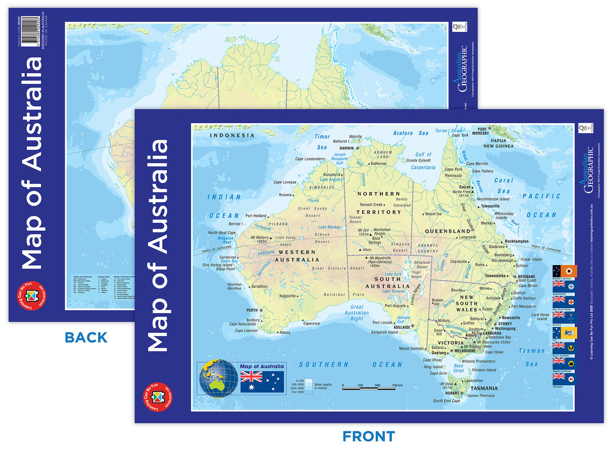 Map of Australia Poster - Educational Vantage