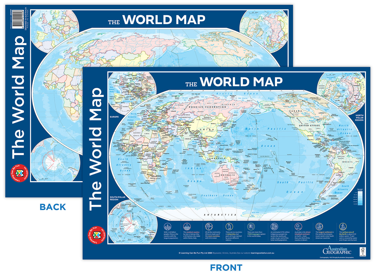 Map of the World Poster - Educational Vantage