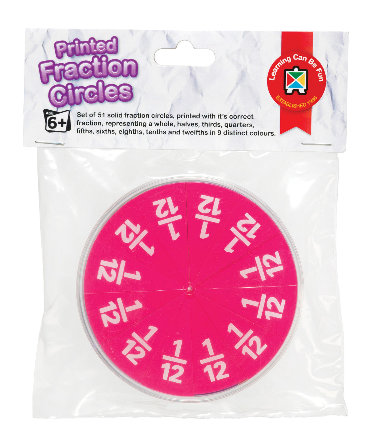 Printed Fraction Circles Hangsell - Educational Vantage